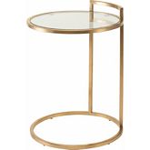 Lily Round Side Table in Gold Brushed Stainless w/ Glass Top